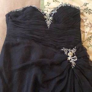 Black ball gown with crystal embellishments
